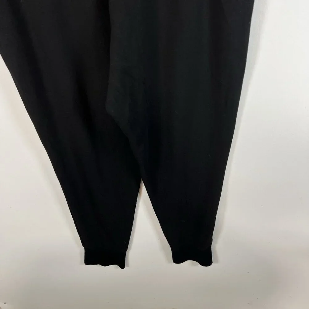 Theory Double Knit Jersey Slouchy Jogger Pants Split Hem Ankle Black Medium_8